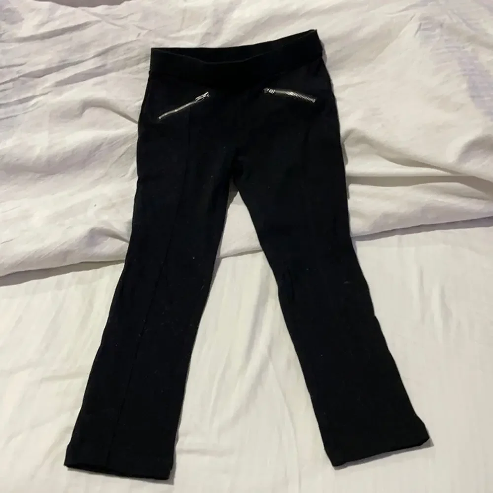 Gymboree 6 black pull on stretch leggings 💯 cotton silver zippered pockets euc